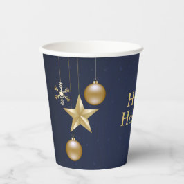 Christmas Party Golden Ornament Navy Blue Elegant Papieren Bekers
