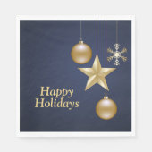 Christmas Party Golden Ornament Navy Blue Elegant Servet (Voorkant)
