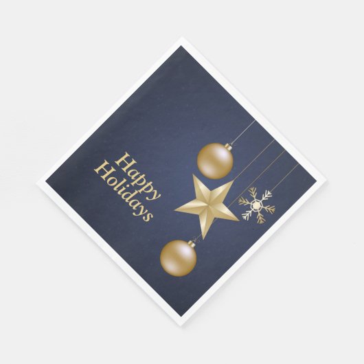 Christmas Party Golden Ornament Navy Blue Elegant Servet (Hoek)