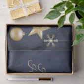 Christmas Party Golden Ornament Navy Blue Elegant Tissuepapier (Geschenk)