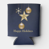 Christmas Party Golden Ornaments Navy Blue Elegant Blikjeskoeler (Voorkant)