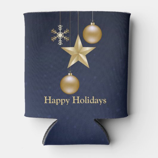 Christmas Party Golden Ornaments Navy Blue Elegant Blikjeskoeler (Voorkant)