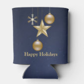 Christmas Party Golden Ornaments Navy Blue Elegant Blikjeskoeler (Achterkant)