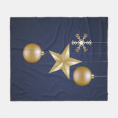 Christmas Party Golden Ornaments Navy Blue Elegant Fleece Deken (Voorkant (Horizontaal))