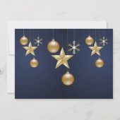 Christmas Party Golden Ornaments Navy Blue Elegant Kaart (Achterkant)
