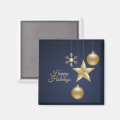 Christmas Party Golden Ornaments Navy Blue Elegant Magneet (Voorkant / Achterkant)