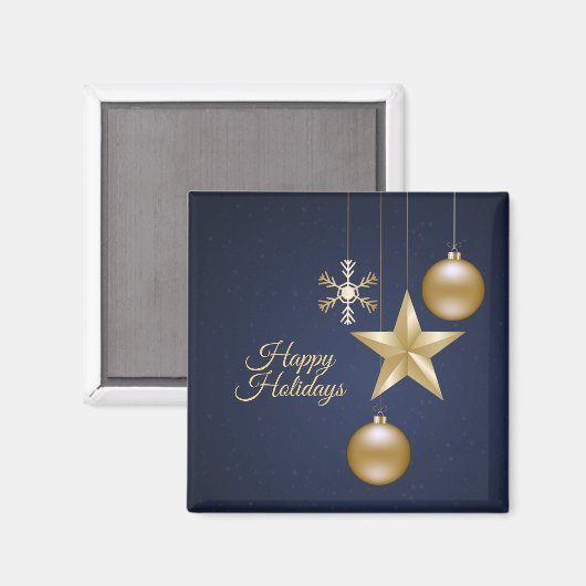 Christmas Party Golden Ornaments Navy Blue Elegant Magneet (Voorkant / Achterkant)