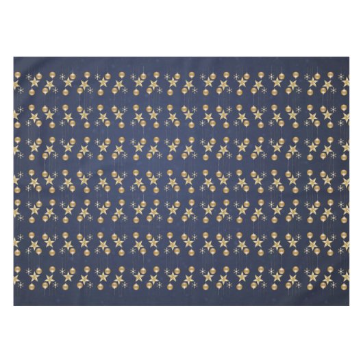 Christmas Party Golden Ornaments Navy Blue Elegant Tafelkleed (Voorkant (Horizontaal))