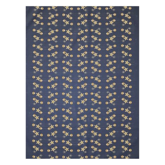 Christmas Party Golden Ornaments Navy Blue Elegant Tafelkleed (Voorkant)