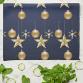 Christmas Party Golden Ornaments Navy Blue Elegant Theedoek (Gevouwen)