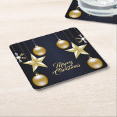 Christmas Party Golden Ornaments Navy Blue Kartonnen Onderzetters (Schuin)