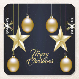 Christmas Party Golden Ornaments Navy Blue Kartonnen Onderzetters