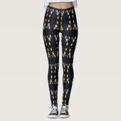 Christmas Party Golden Ornaments Navy Blue Leggings (Voorkant)