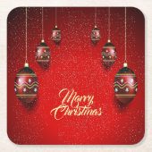 Christmas Party Golden Red Winter Elegant Kartonnen Onderzetters (Voorkant)