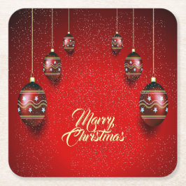 Christmas Party Golden Red Winter Elegant Kartonnen Onderzetters
