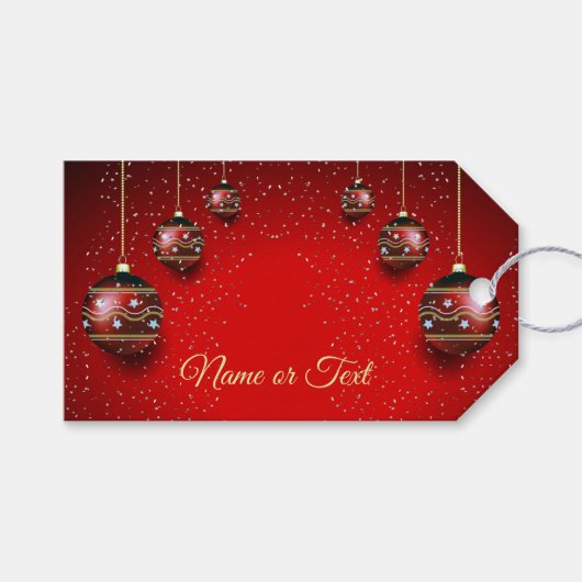 Christmas Party Golden Red Winter Holidays Elegant Cadeaulabel (Voorkant (Horizontaal))
