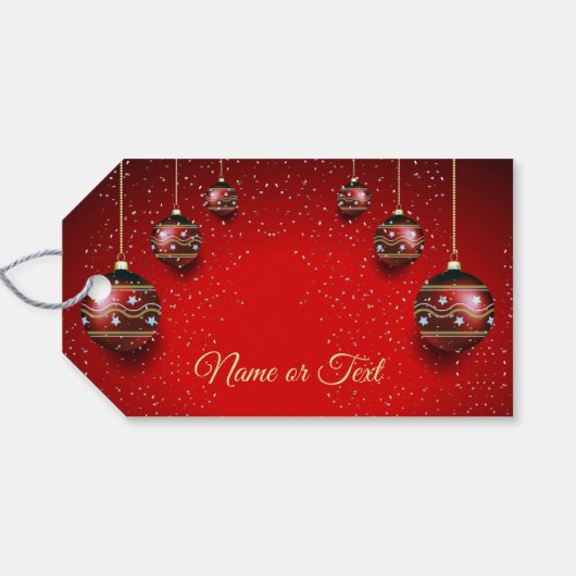Christmas Party Golden Red Winter Holidays Elegant Cadeaulabel (Achterkant Horizontaal)