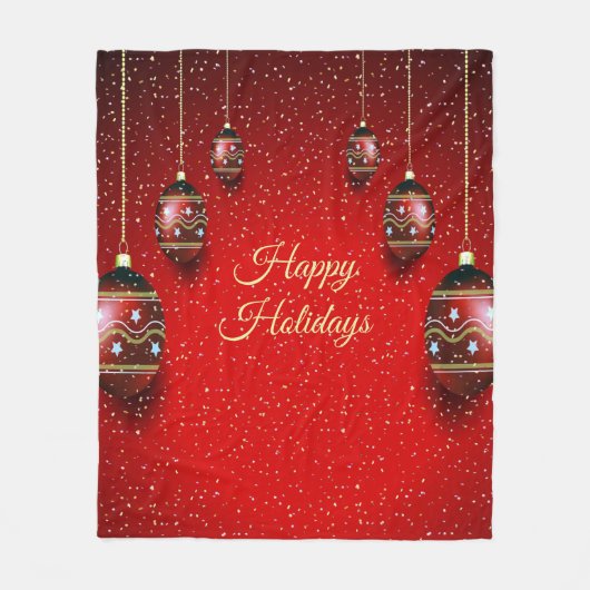 Christmas Party Golden Red Winter Holidays Elegant Fleece Deken (Voorkant)
