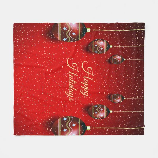 Christmas Party Golden Red Winter Holidays Elegant Fleece Deken (Voorkant (Horizontaal))
