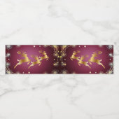 Christmas Party Golden Reindeers Red Pink Elegant Waterfles Etiket (Enkel label)