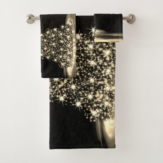 Christmas Party Golden Shiny Tree Winter Black Bad Handdoek (Insitu)