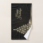 Christmas Party Golden Shiny Tree Winter Black Bad Handdoek (Handdoek)