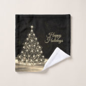 Christmas Party Golden Shiny Tree Winter Black Bad Handdoek (Wasdoekje)