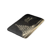 Christmas Party Golden Shiny Tree Winter Black Badmat (Gekanteld)