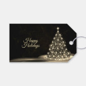 Christmas Party Golden Shiny Tree Winter Black Cadeaulabel (Voorkant (Horizontaal))