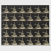 Christmas Party Golden Shiny Tree Winter Black Cadeaupapier (Vlak)