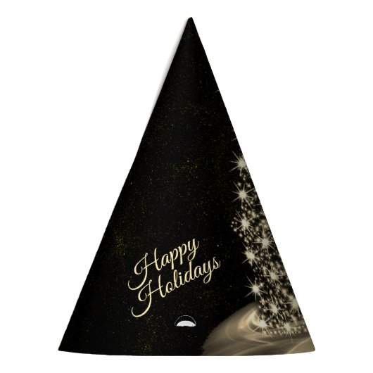 Christmas Party Golden Shiny Tree Winter Black Feesthoedjes (Links)