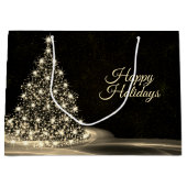 Christmas Party Golden Shiny Tree Winter Black Groot Cadeauzakje (Voorkant)