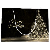 Christmas Party Golden Shiny Tree Winter Black Groot Cadeauzakje (Achterkant)