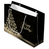 Christmas Party Golden Shiny Tree Winter Black Groot Cadeauzakje (Voorkant Gekanteld)