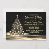 Christmas Party Golden Shiny Tree Winter Black Kaart (Voorkant)