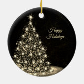 Christmas Party Golden Shiny Tree Winter Black Keramisch Ornament (Achterkant)