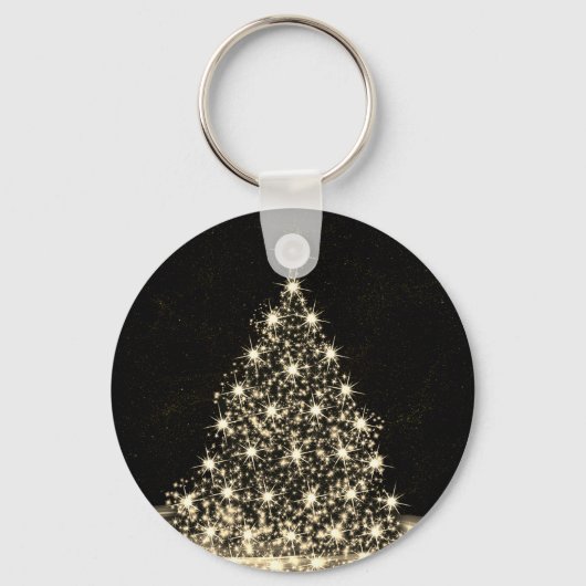 Christmas Party Golden Shiny Tree Winter Black Sleutelhanger (Voorkant)