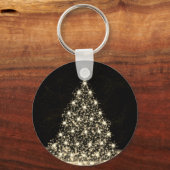 Christmas Party Golden Shiny Tree Winter Black Sleutelhanger (Voorkant)