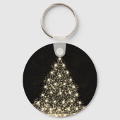 Christmas Party Golden Shiny Tree Winter Black Sleutelhanger (Achterkant)