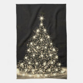 Christmas Party Golden Shiny Tree Winter Black Theedoek (Verticaal)