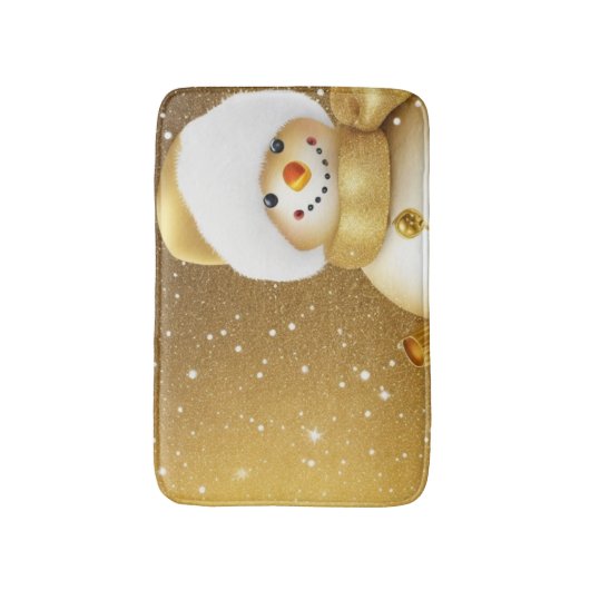 Christmas Party Golden Snowman Snowflakes Holidays Badmat (Voorkant Verticaal)