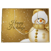 Christmas Party Golden Snowman Snowflakes Holidays Groot Cadeauzakje (Voorkant)