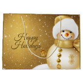 Christmas Party Golden Snowman Snowflakes Holidays Groot Cadeauzakje (Achterkant)