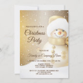 Christmas Party Golden Snowman Snowflakes Holidays Kaart (Achterkant)