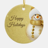 Christmas Party Golden Snowman Snowflakes Holidays Keramisch Ornament (Voorkant)