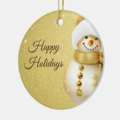 Christmas Party Golden Snowman Snowflakes Holidays Keramisch Ornament (Links)