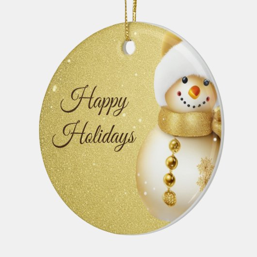 Christmas Party Golden Snowman Snowflakes Holidays Keramisch Ornament (Links)