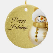 Christmas Party Golden Snowman Snowflakes Holidays Keramisch Ornament (Achterkant)