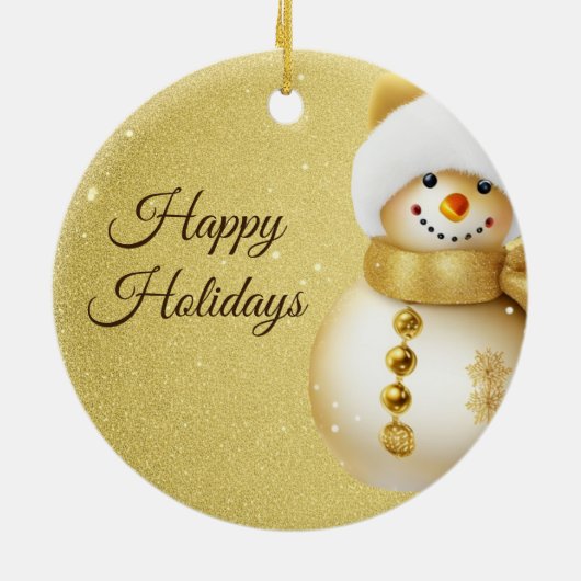 Christmas Party Golden Snowman Snowflakes Holidays Keramisch Ornament (Achterkant)