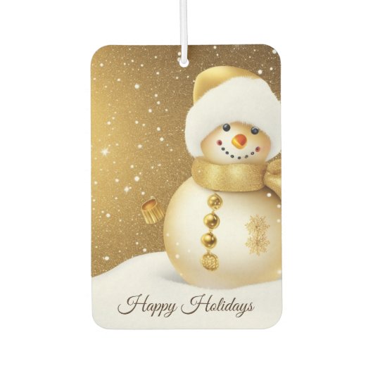 Christmas Party Golden Snowman Snowflakes Holidays Luchtverfrisser (Voorkant)